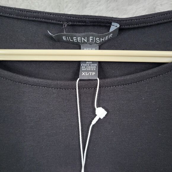 Eileen Fisher Short Shift Dress Black Size XS Cap Sleeve Ballet Neck LBD New - Picture 6 of 16